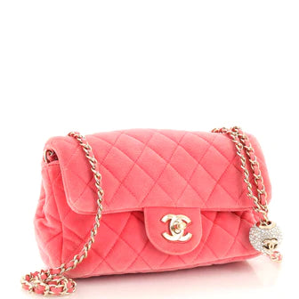 Chanel Pearl Crush Flap Bag Quilted Velvet with Crystal Detail Mini