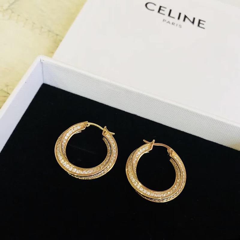 Simple round pearl rhinestone earrings