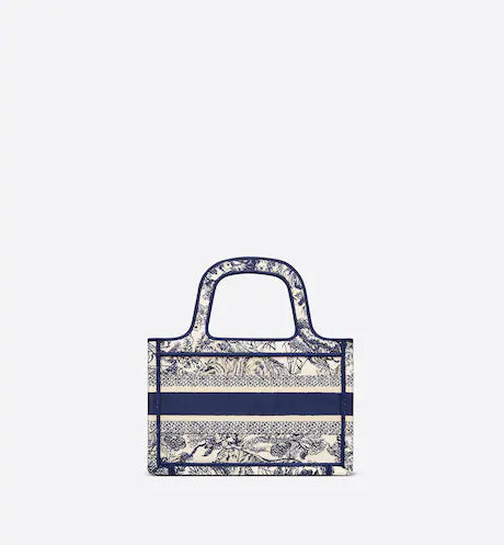 MINI DIOR BOOK TOTE Blue Toile de Jouy Embroidery (22.5 x 15 x 6 cm)