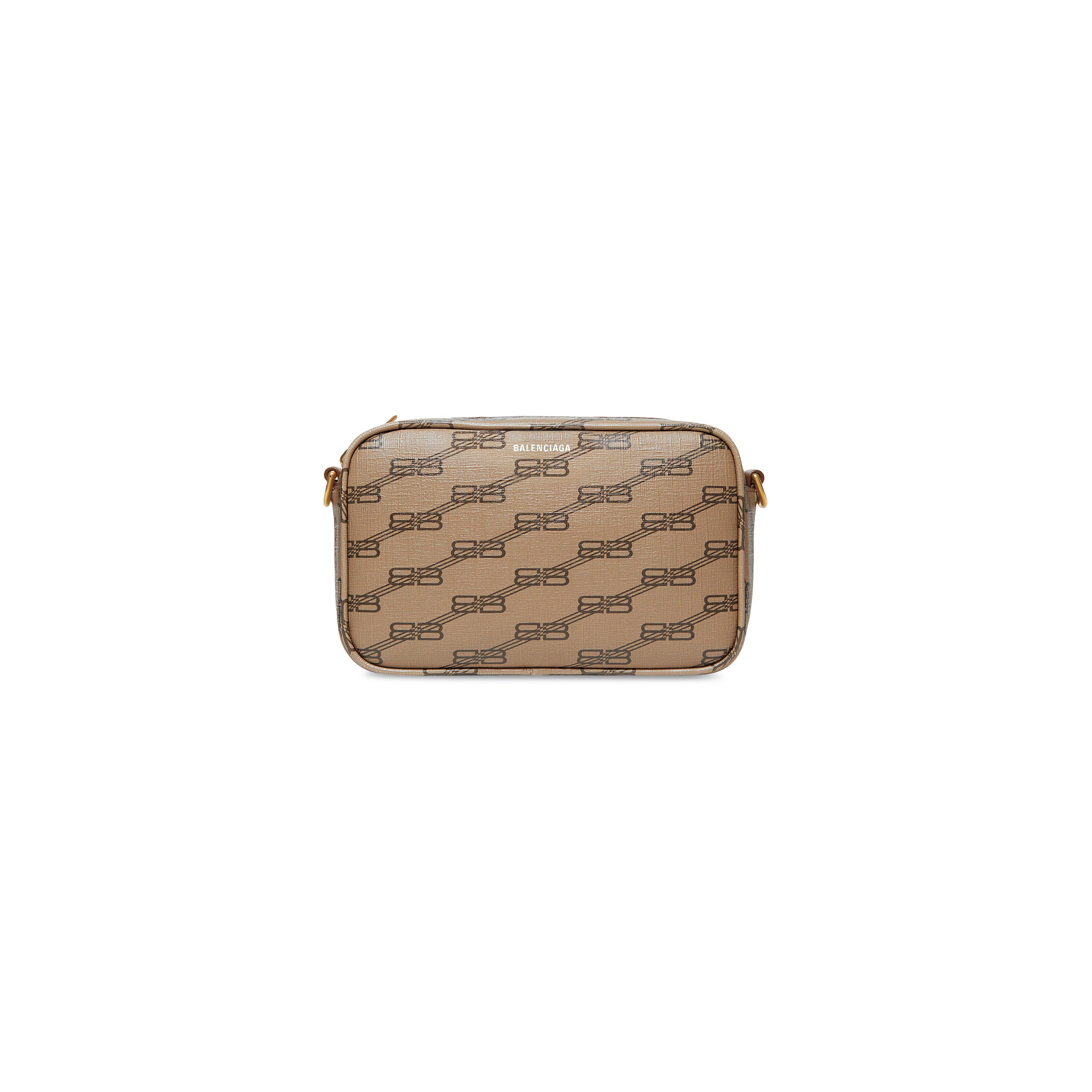 SIGNATURE MEDIUM CAMERA BAG BB MONOGRAM COATED CANVAS IN BEIGE