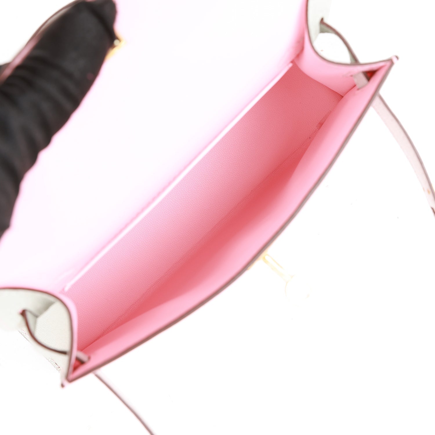 Hermès Special Order (HSS) Kelly Sellier 20 Rose Sakura and Gris Perle Chevre Gold Hardware