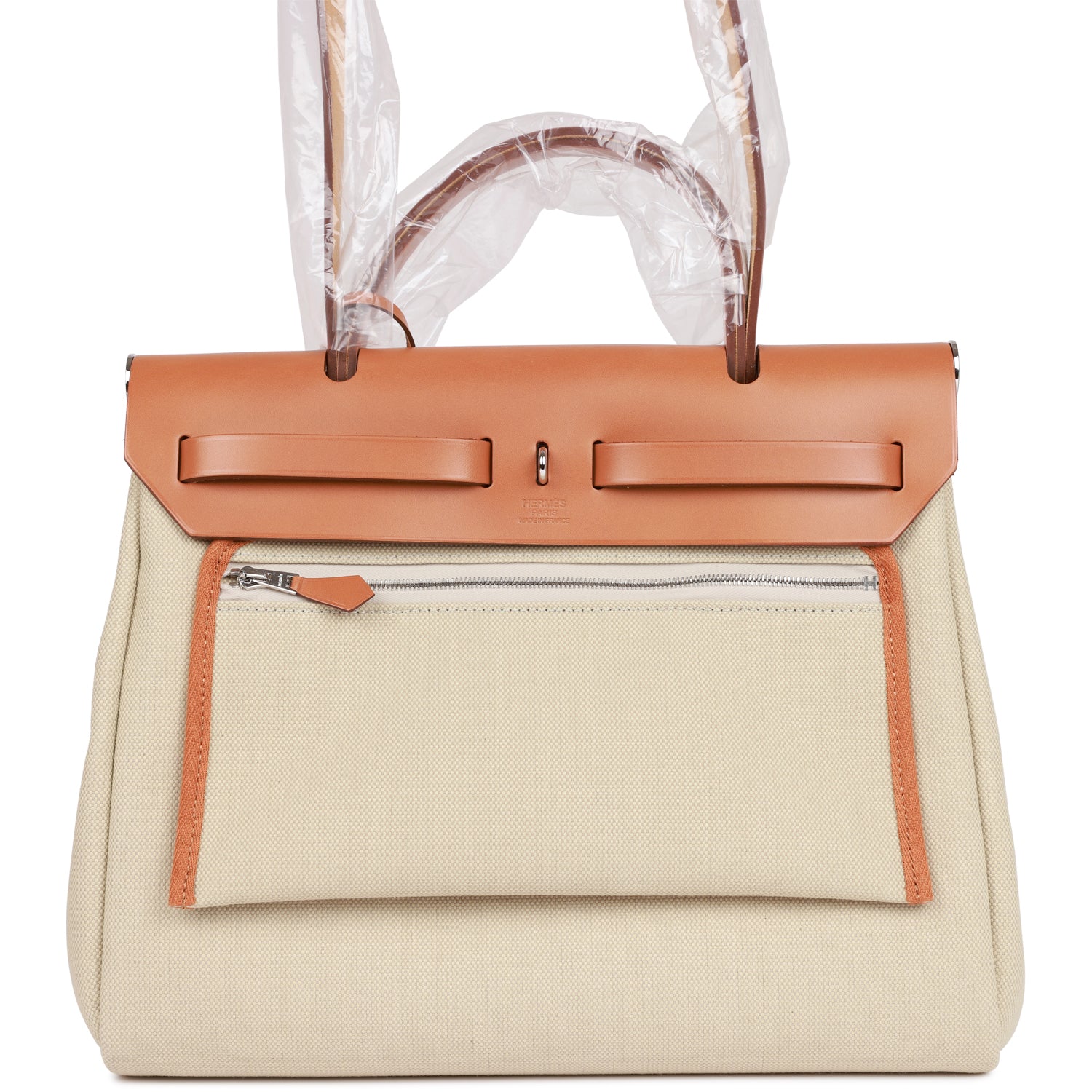 Hermès Herbag Zip PM 31 Beton Toile H Berline Vache Naturel Hunter Palladium Hardware