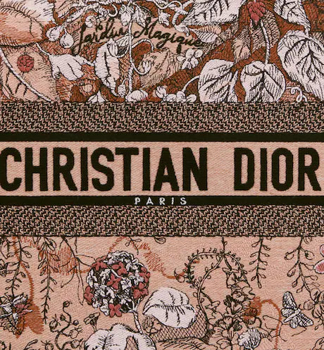 MEDIUM DIOR BOOK TOTE Powder Pink Dior Jardin Magique Embroidery (36 x 27.5 x 16.5 cm)