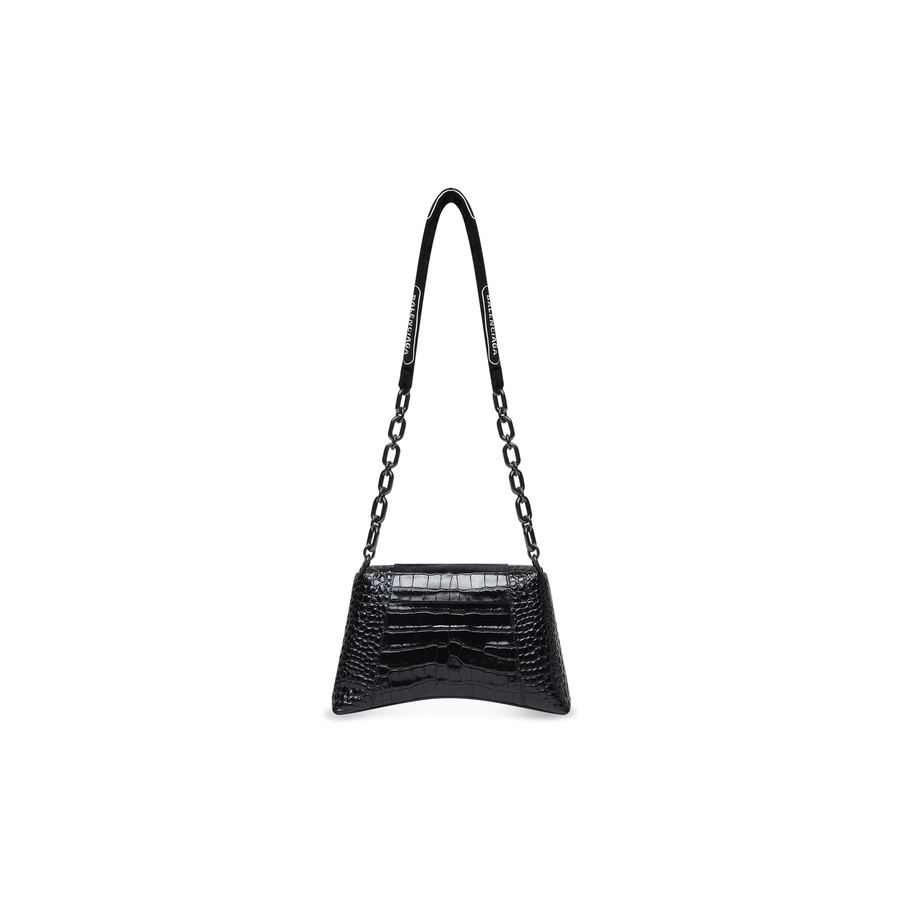 WOMEN'S DOWNTOWN SMALL SHOULDER BAG WITH CHAIN CROCODILE EMBOSSED IN BLACK