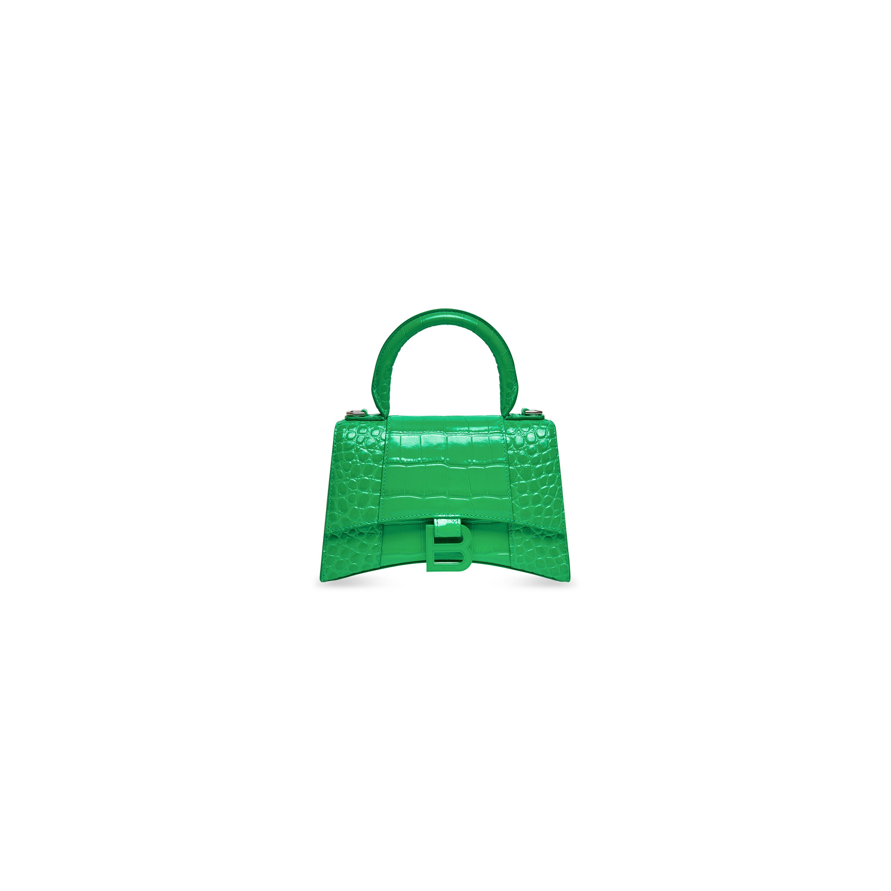 WOMEN'S HOURGLASS XS HANDBAG CROCODILE EMBOSSED IN GREEN