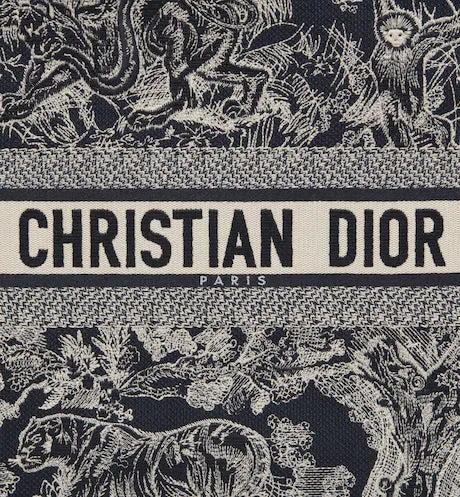 LARGE DIOR BOOK TOTE Blue Toile de Jouy Reverse Embroidery (42 x 35 x 18.5 cm)