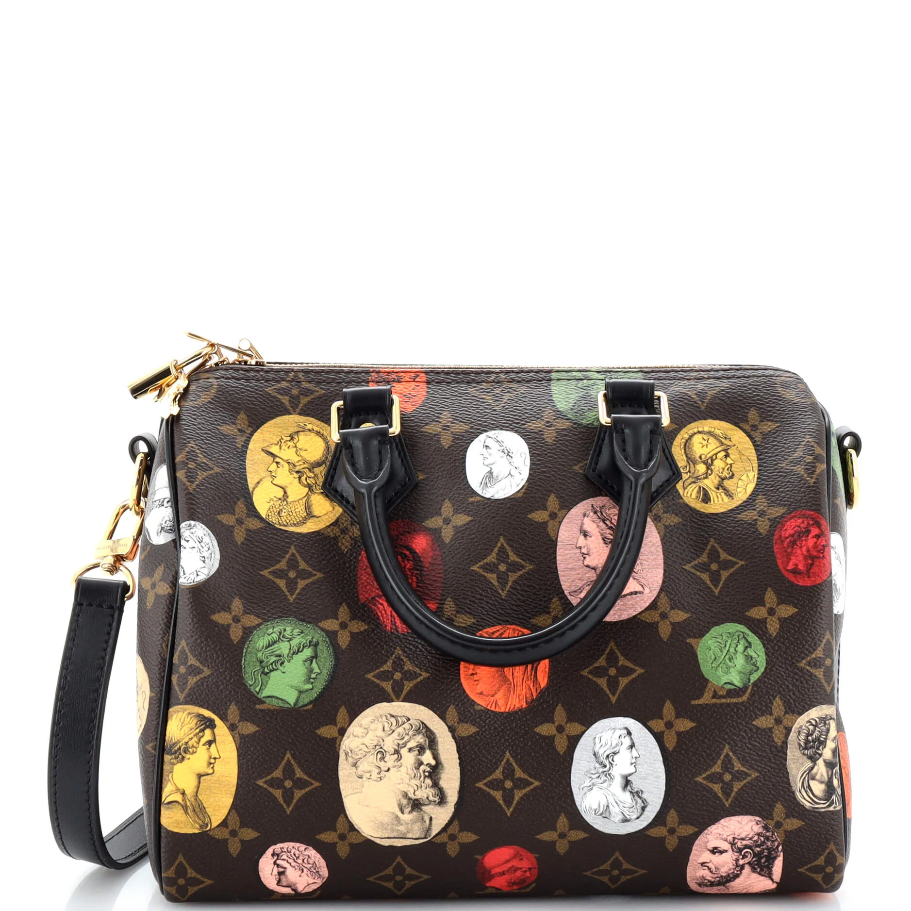 Speedy Bandouliere Bag Limited Edition Fornasetti Cameo Monogram Canvas 25