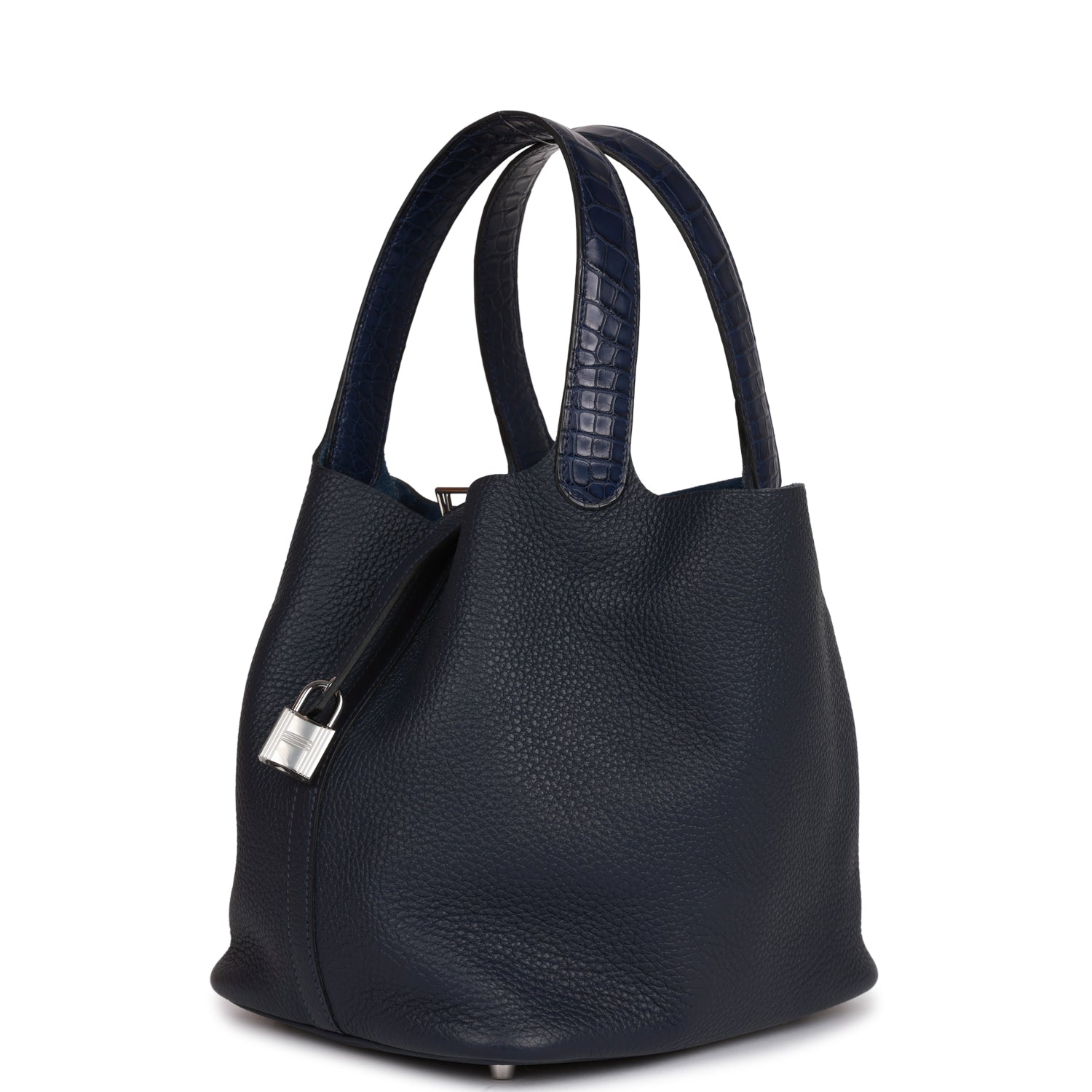 Hermès Picotin Lock 18 Bleu Nuit Clemence and Matte Alligator Touch Palladium Hardware
