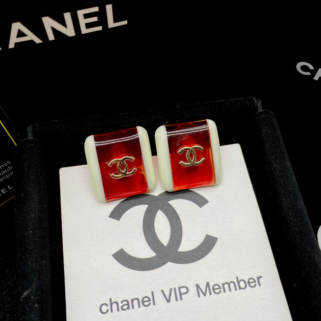 October New Trend-Red and White Gemstone Earrings