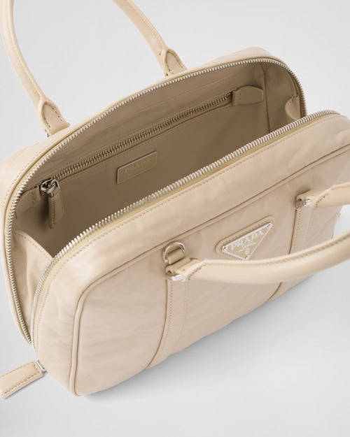 Prada Medium antique nappa leather top handle bag - Desert Beige