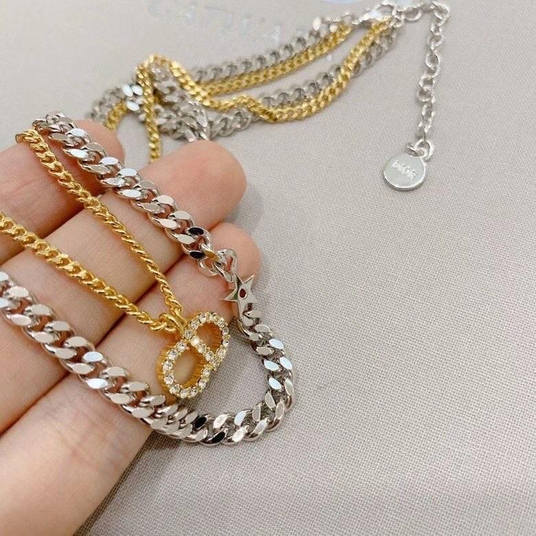 Letters. Stars. Gold And Silver Two-Tone Necklace