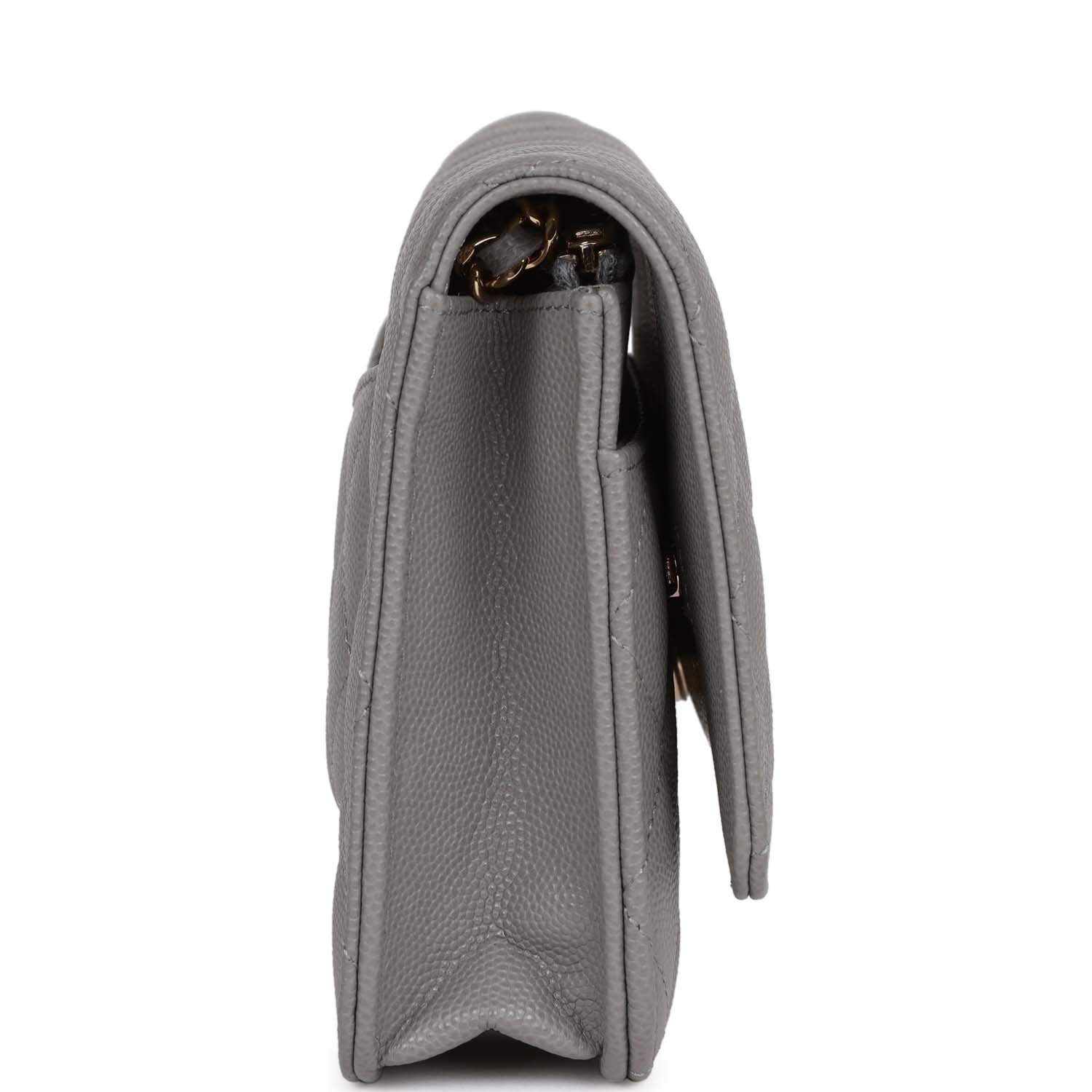 Wallet on Chain WOC Grey Caviar Light Gold Hardware