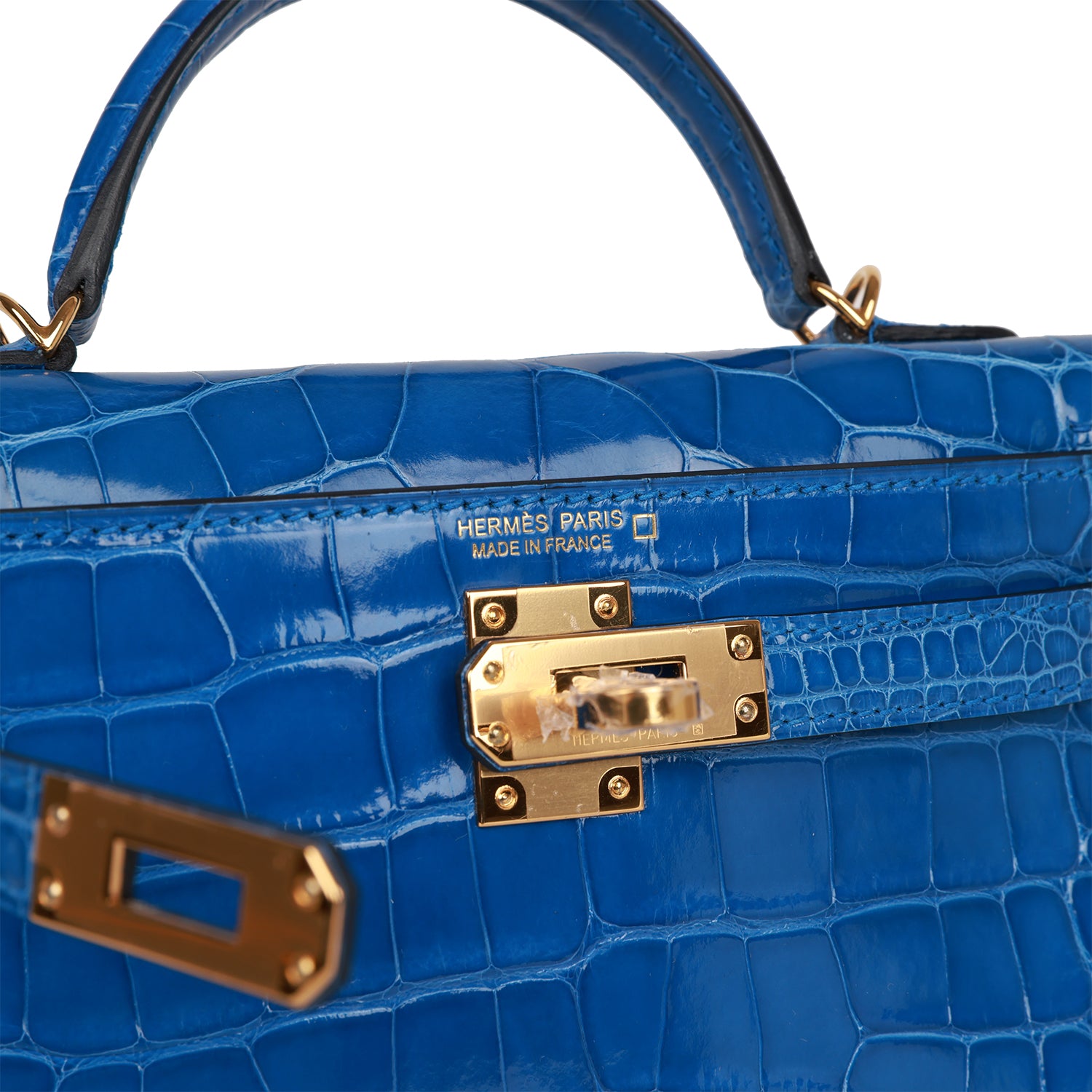 Hermès Kelly Sellier 20 Bleu Zellige Shiny Alligator Gold Hardware
