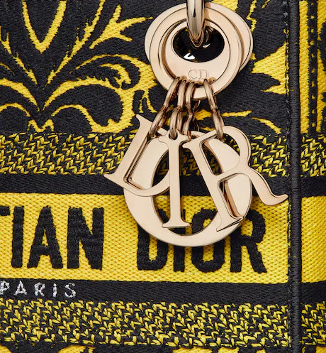 MINI LADY D-LITE BAG Yellow Multicolor Ornamental Embroidery