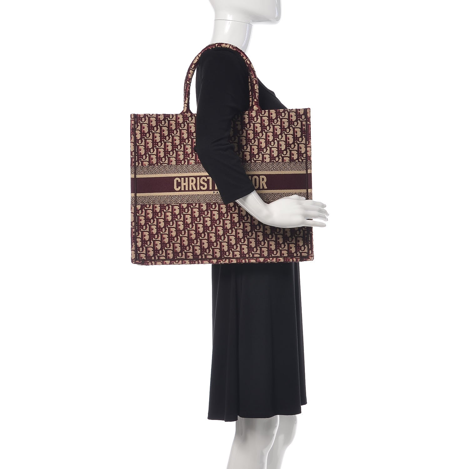 CHRISTIAN DIOR Oblique Medium Book Tote Burgundy Multicolor