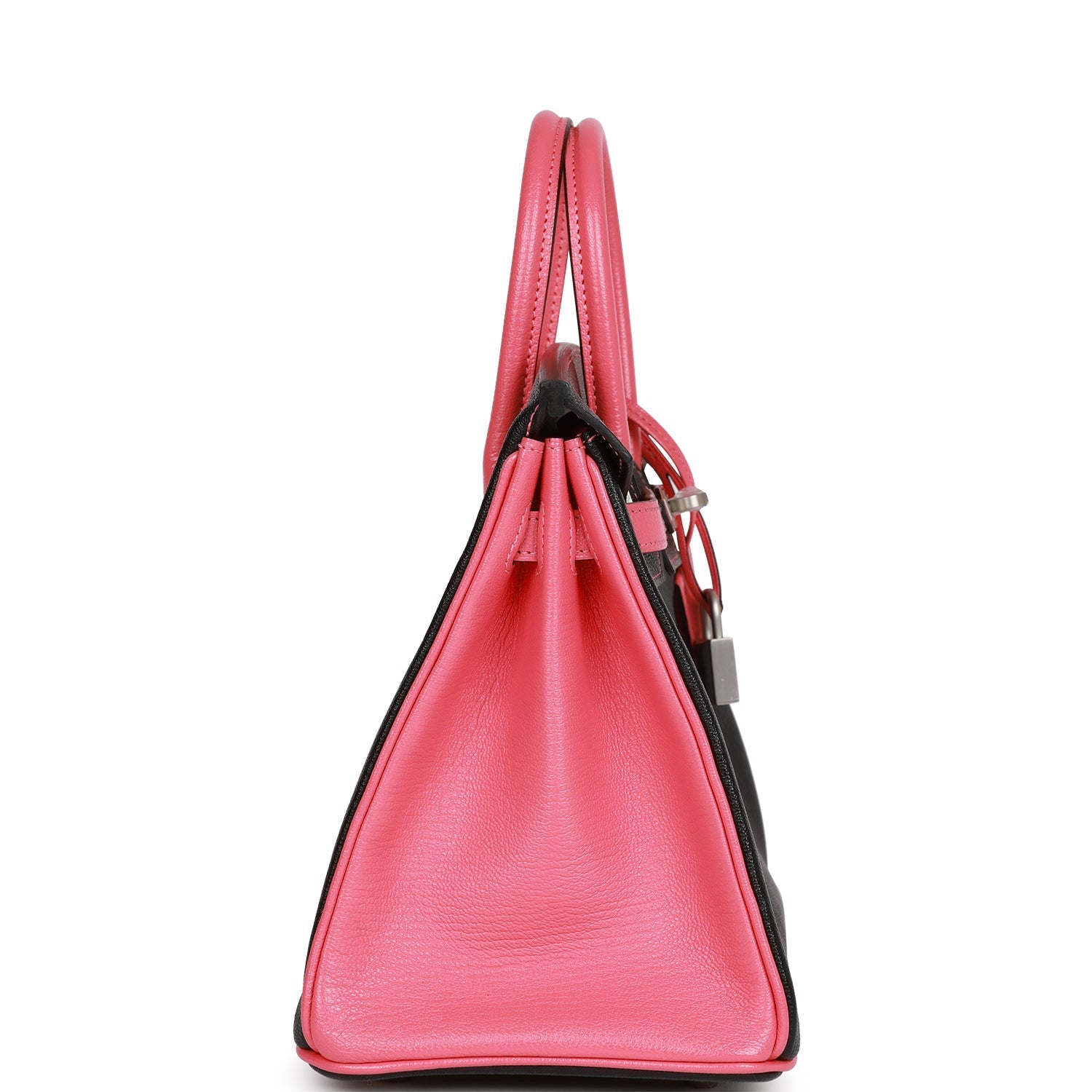 Hermès Special Order (HSS) Birkin 25 Black and Rose Azalee Chèvre Brushed Palladium Hardware