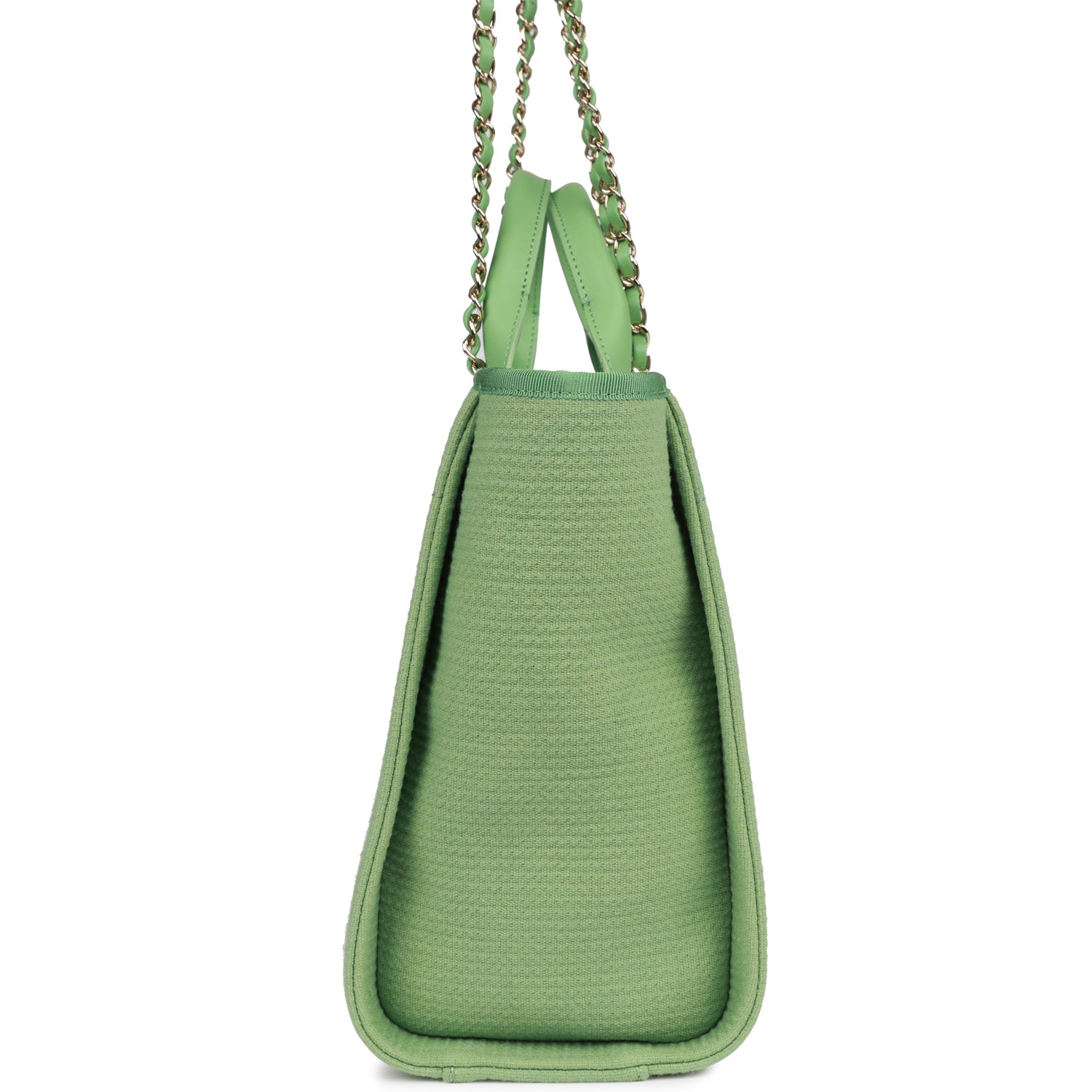 Small Deauville Shopping Bag Green Boucle Light Gold Hardware