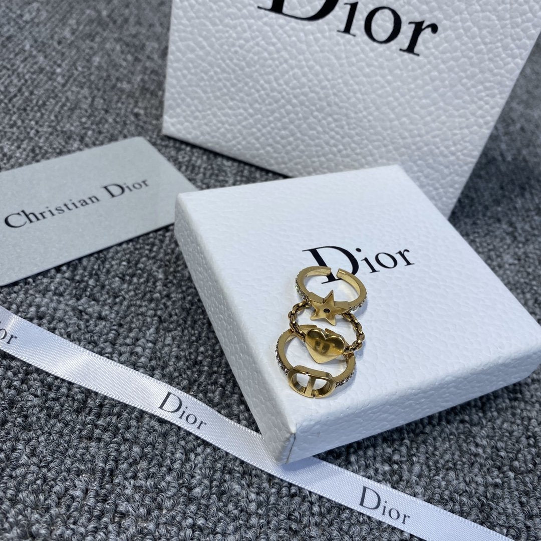 retro heart-shaped star three-piece ring