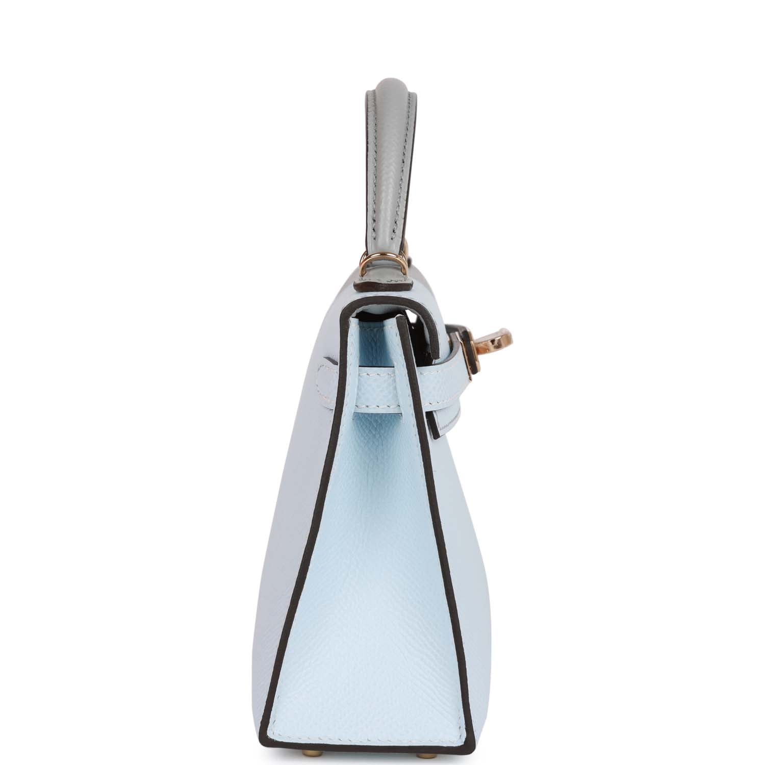 Hermès Special Order (HSS) Kelly Sellier 20 Casaque Bleu Brume and Gris Meyer Epsom Permabrass Hardware