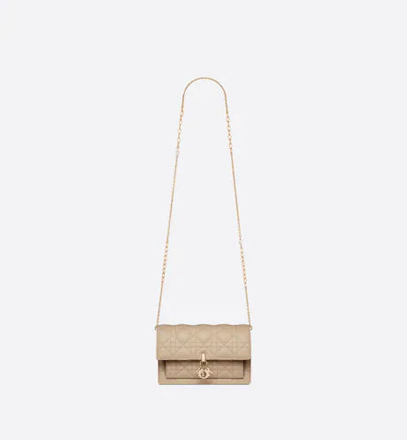 LADY DIOR CHAIN POUCH Sand-Colored Cannage Lambskin