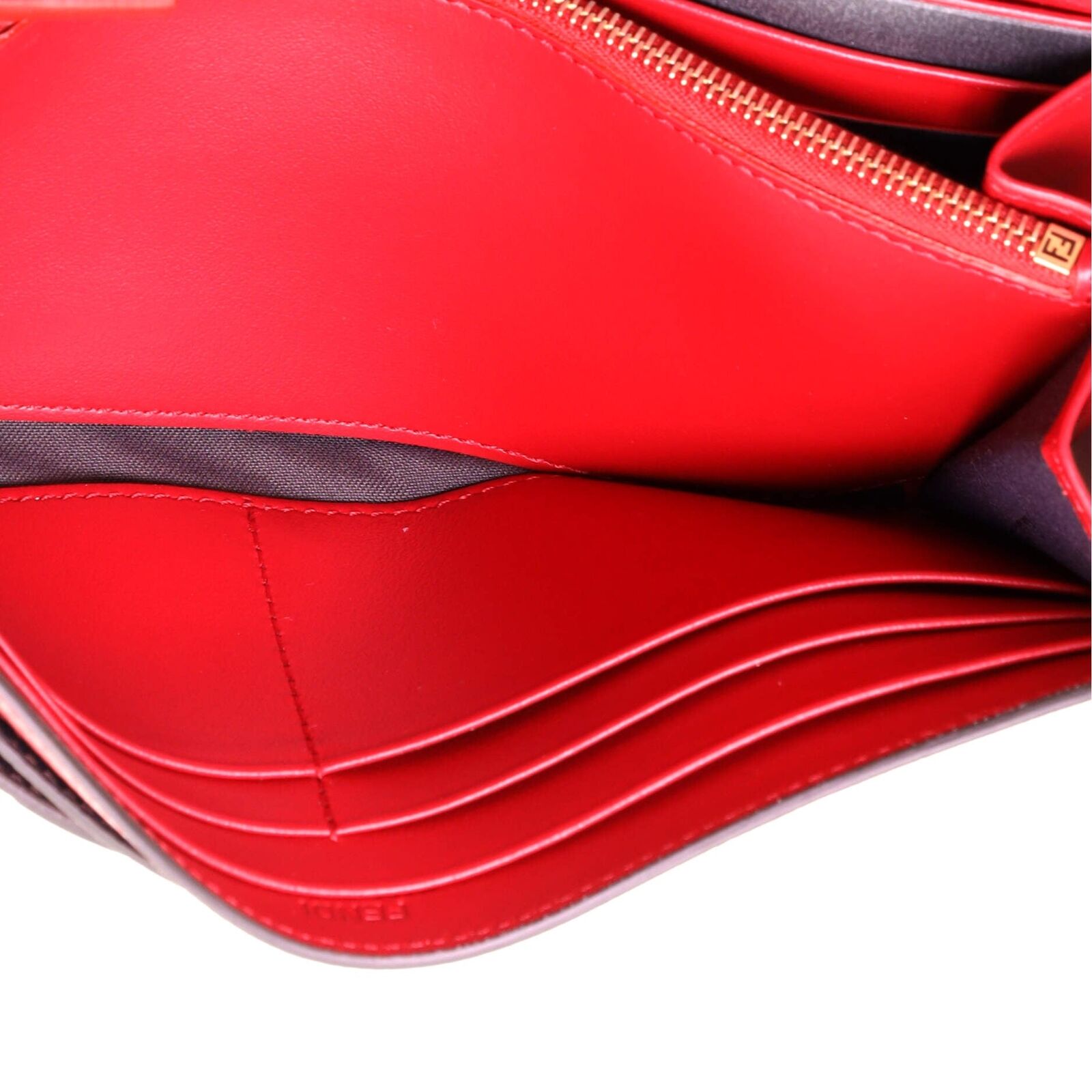 Fendi Continental with Chain in Red Leather