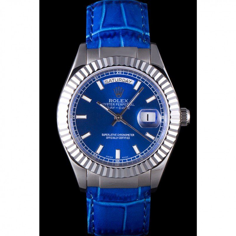 Swiss Rolex Day-Date Oyster Collection Blue Leather Band 621490