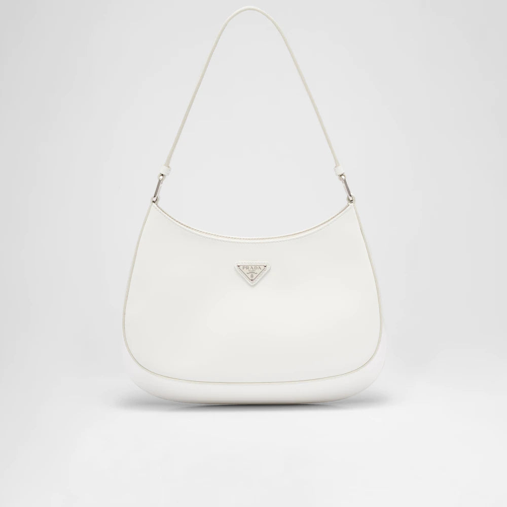 Prada Cleo brushed leather shoulder bag - White