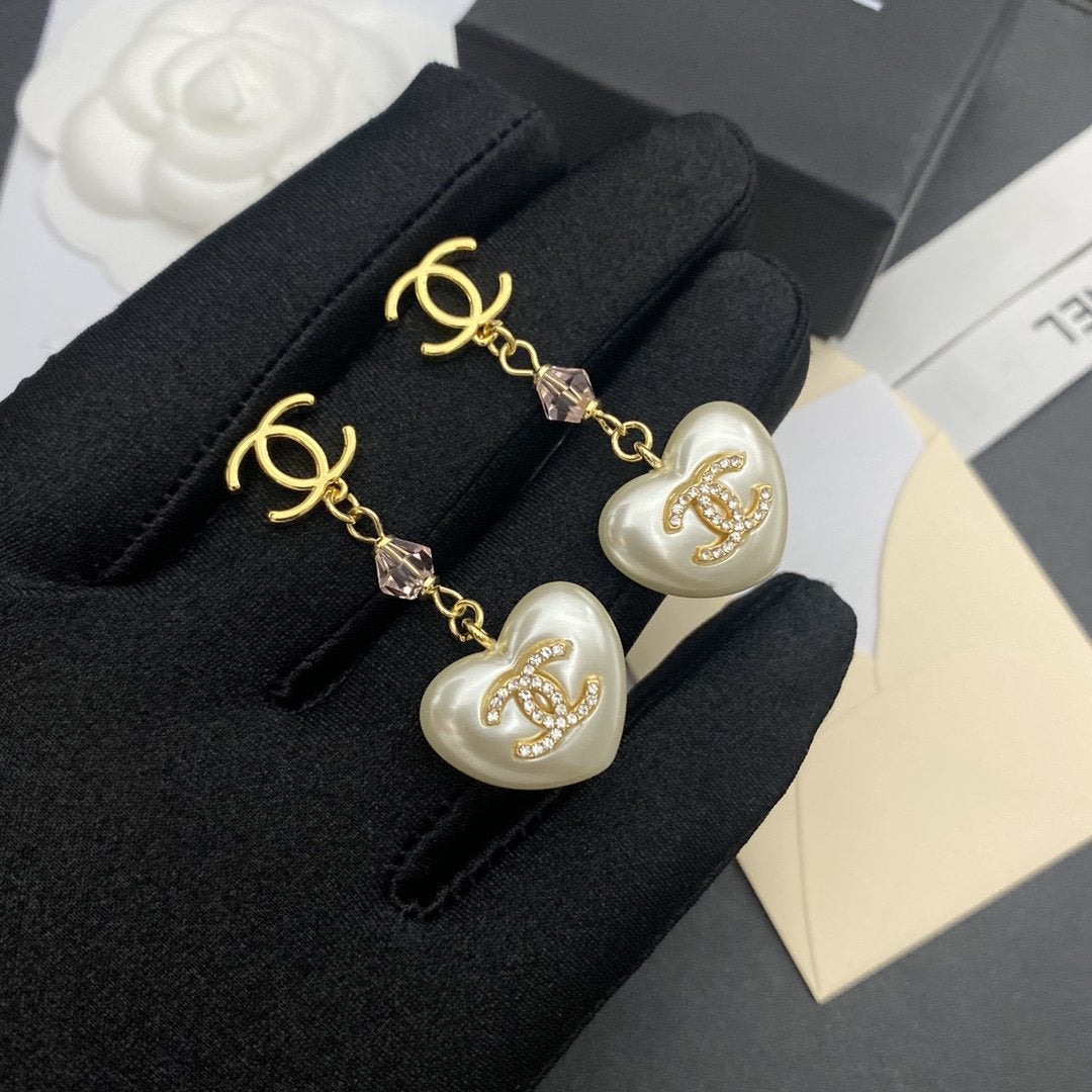 Exquisite Double C Rhinestone Pendant Earrings