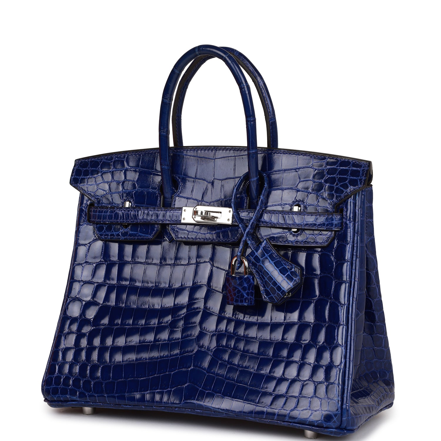 Hermès Birkin 25 Bleu Electric Shiny Niloticus Crocodile Palladium Hardware