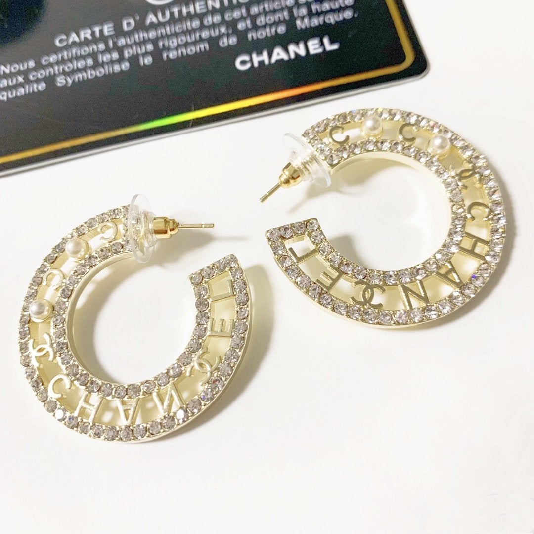 Fashion Letter Rhinestone Earrings