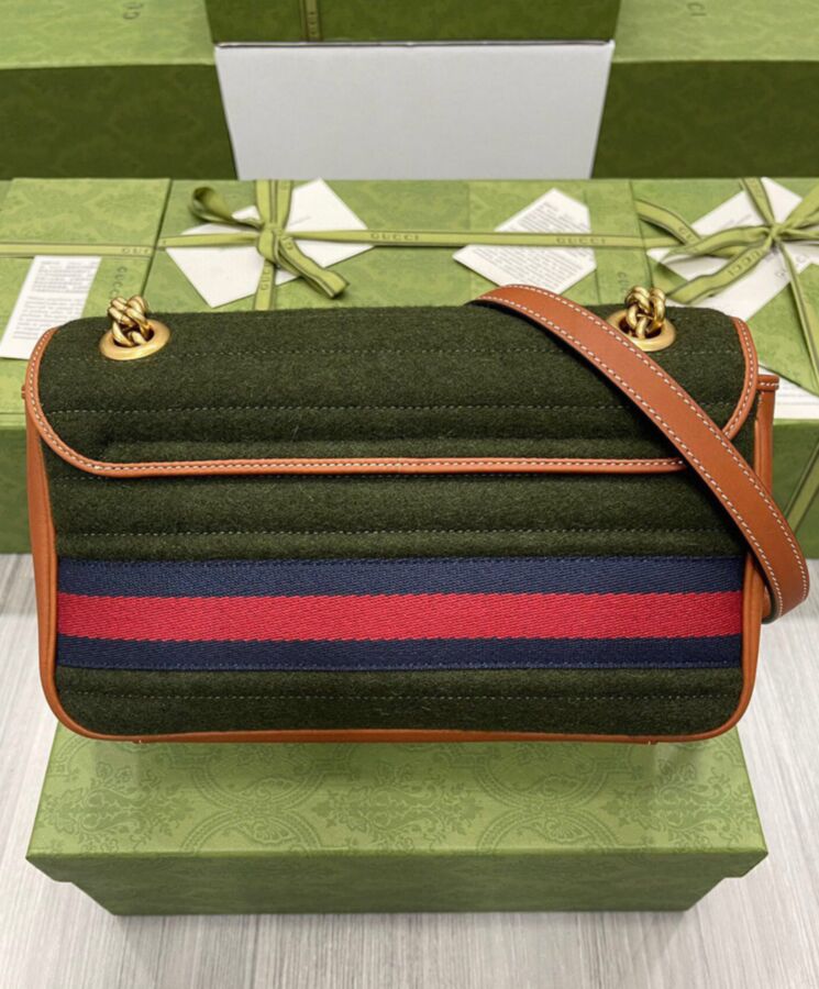 Gucci GG Marmont Small Shoulder Bag 443497 Green