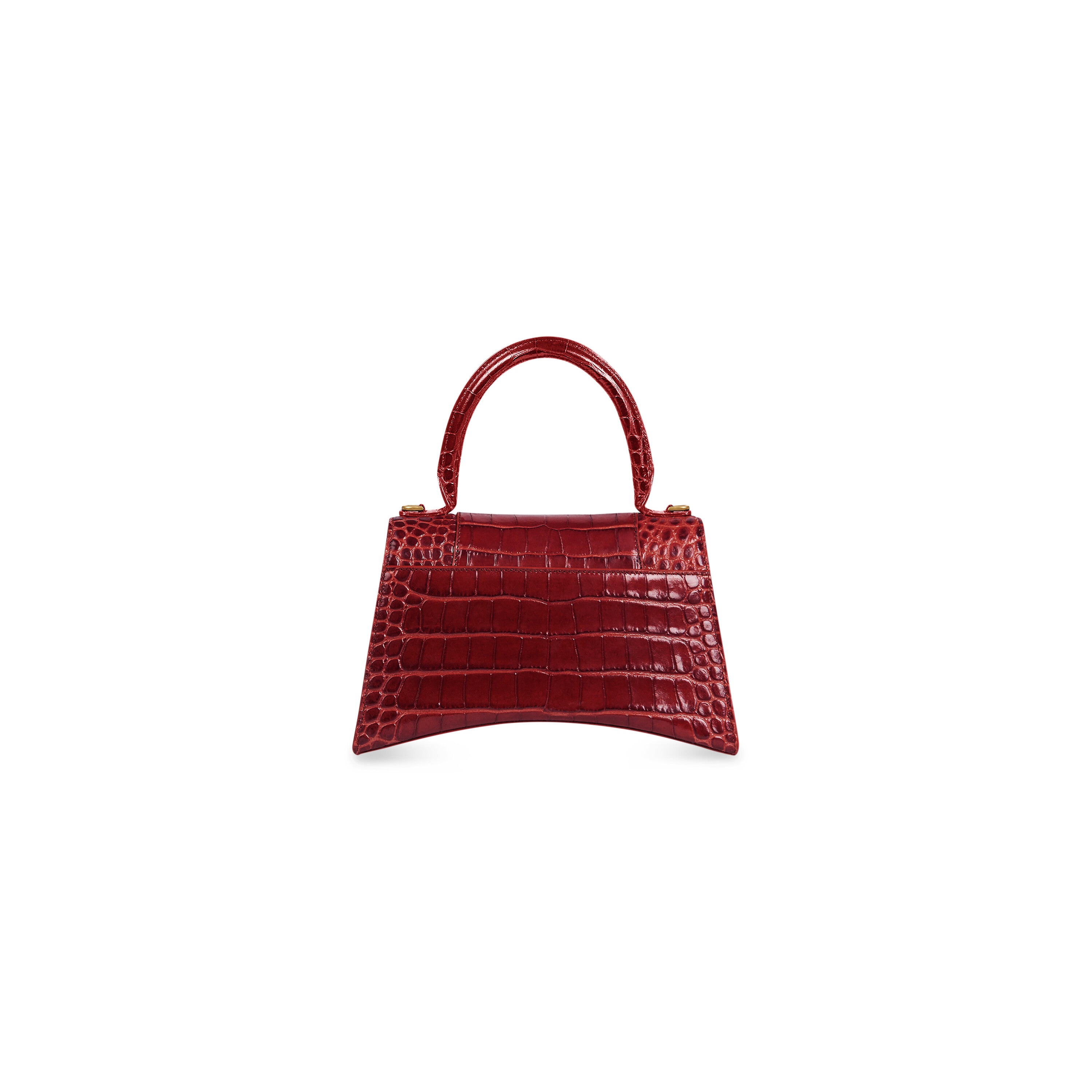 WOMEN'S HOURGLASS SMALL HANDBAG CROCODILE EMBOSSED IN DARK RED