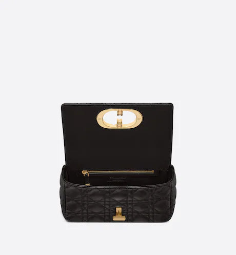SMALL DIOR CARO BAG Black Supple Cannage Calfskin