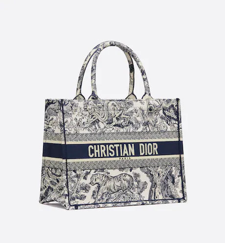 MEDIUM DIOR BOOK TOTE Blue Toile de Jouy Embroidery (36 x 27.5 x 16.5 cm)