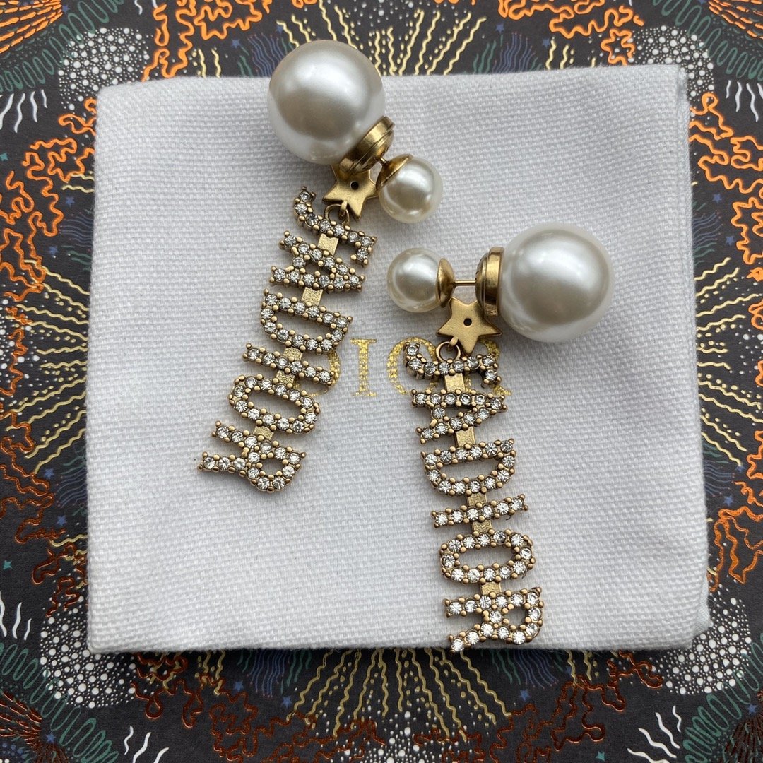High-end Luxury Pearl Crystal Pendant Earrings