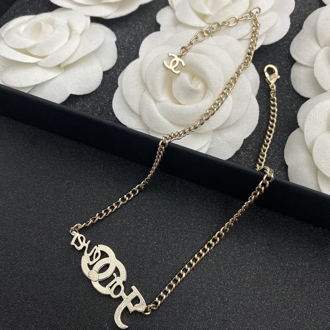 Fashion Letter Rhinestone Necklace