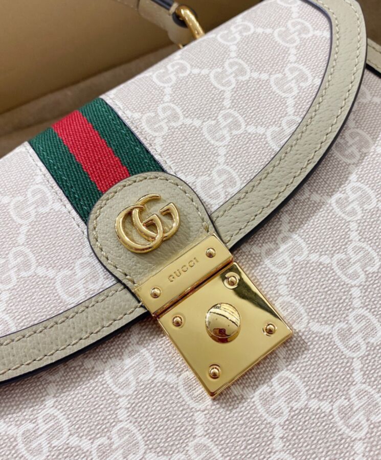 Gucci Ophidia Small GG Top Handle Bag Cream