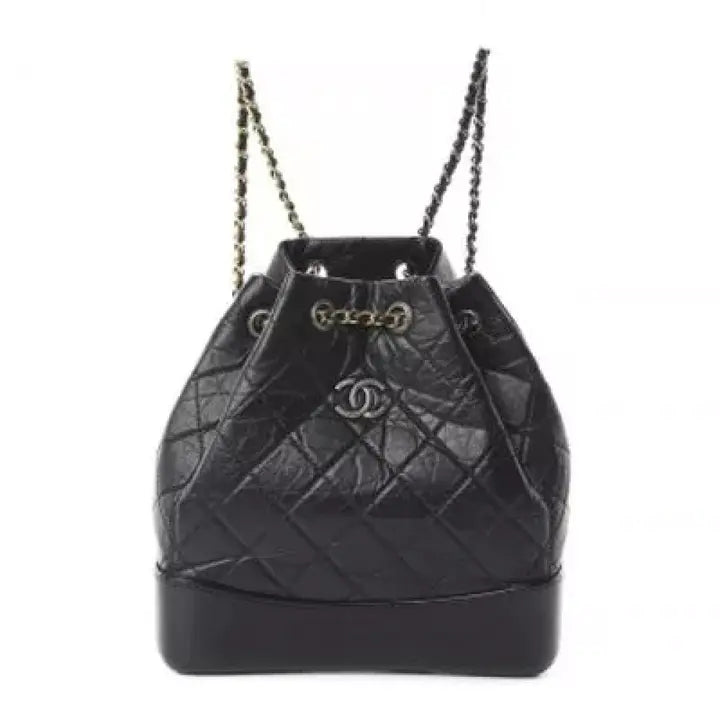 Aged Calfskin Quilted Small Gabrielle Backpack Black