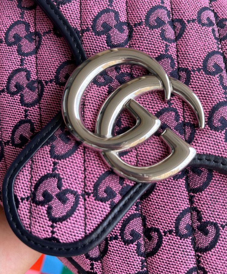 Gucci GG Marmont Multicolor Mini Top Handle Bag 583571 Pink