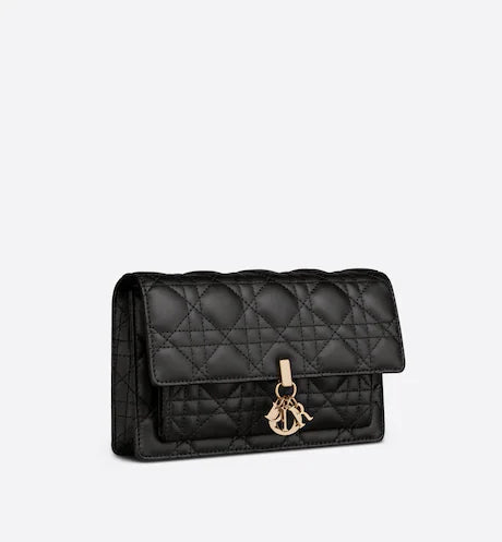 LADY DIOR CHAIN POUCH Black Cannage Lambskin