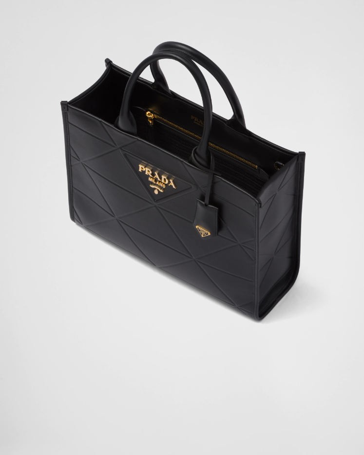 Prada Medium leather Symbole bag with topstitching - Black