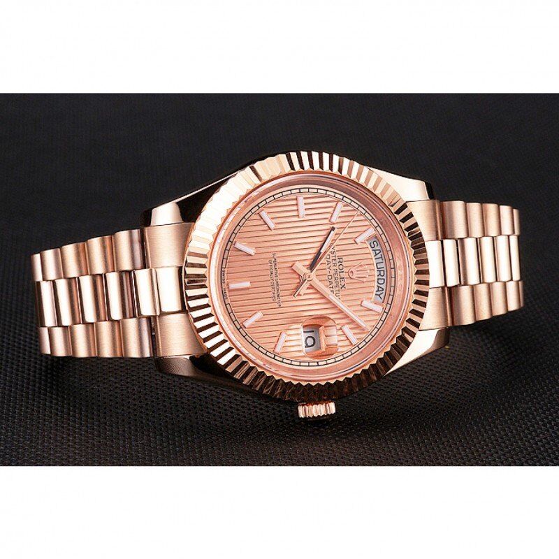 Swiss Rolex Day-Date 40 Rose Gold Etched Dial Rose Gold Case And Bracelet