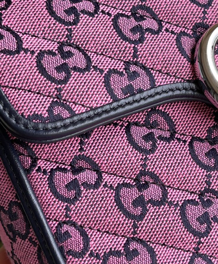 Gucci GG Marmont Multicolor Mini Top Handle Bag 583571 Pink