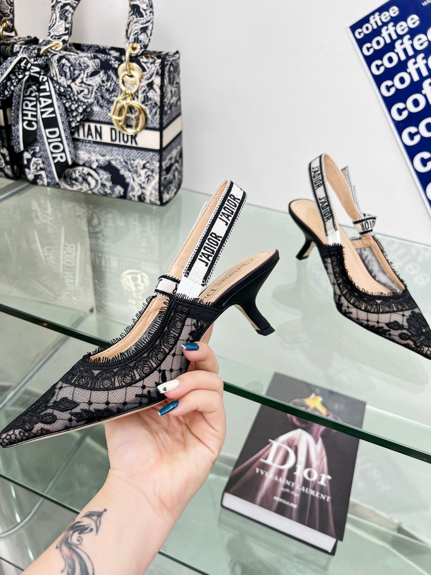 Jacquard Embroidery Lace High Heels