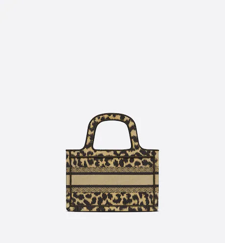 MINI DIOR BOOK TOTE Beige Multicolor Mizza Embroidery (22.5 x 15 x 6 cm)