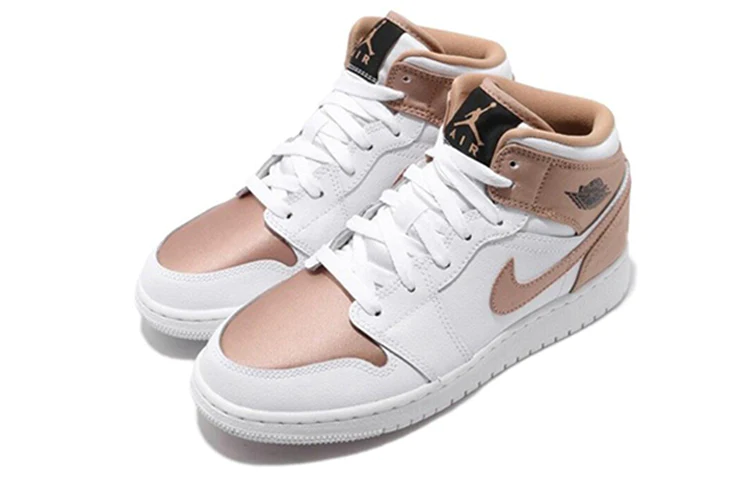 (GS) Air Jordan 1 Mid 'White Rose Gold' 555112-190