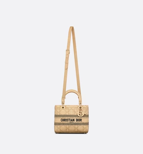MEDIUM LADY D-LITE BAG Natural Cannage Raffia