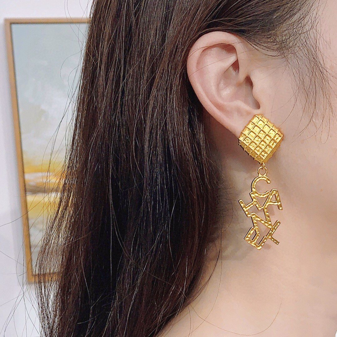 Fashion Golden Letter Pendant Earrings