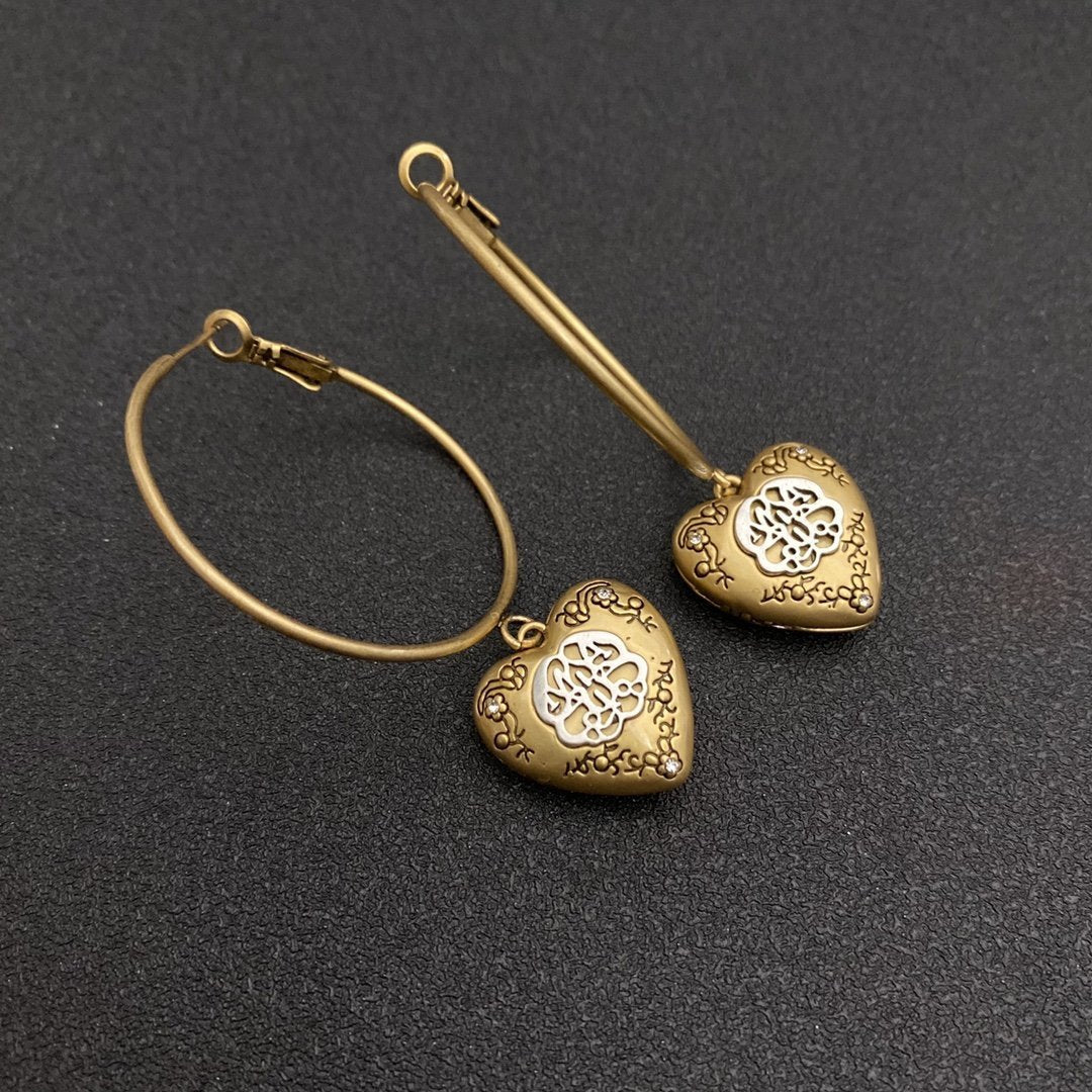 Vintage engraved exquisite pendant earrings