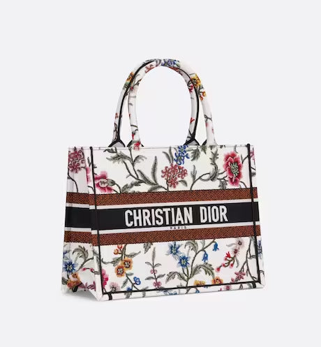 MEDIUM DIOR BOOK TOTE White Multicolor Dior Petites Fleurs Embroidery (36 x 27.5 x 16.5 cm)